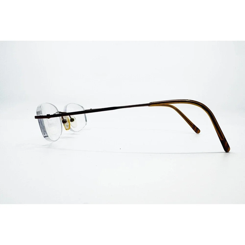 Brooks Brothers Eyeglasses Mens Brown Titanium Rimless BB369T 49-19-135